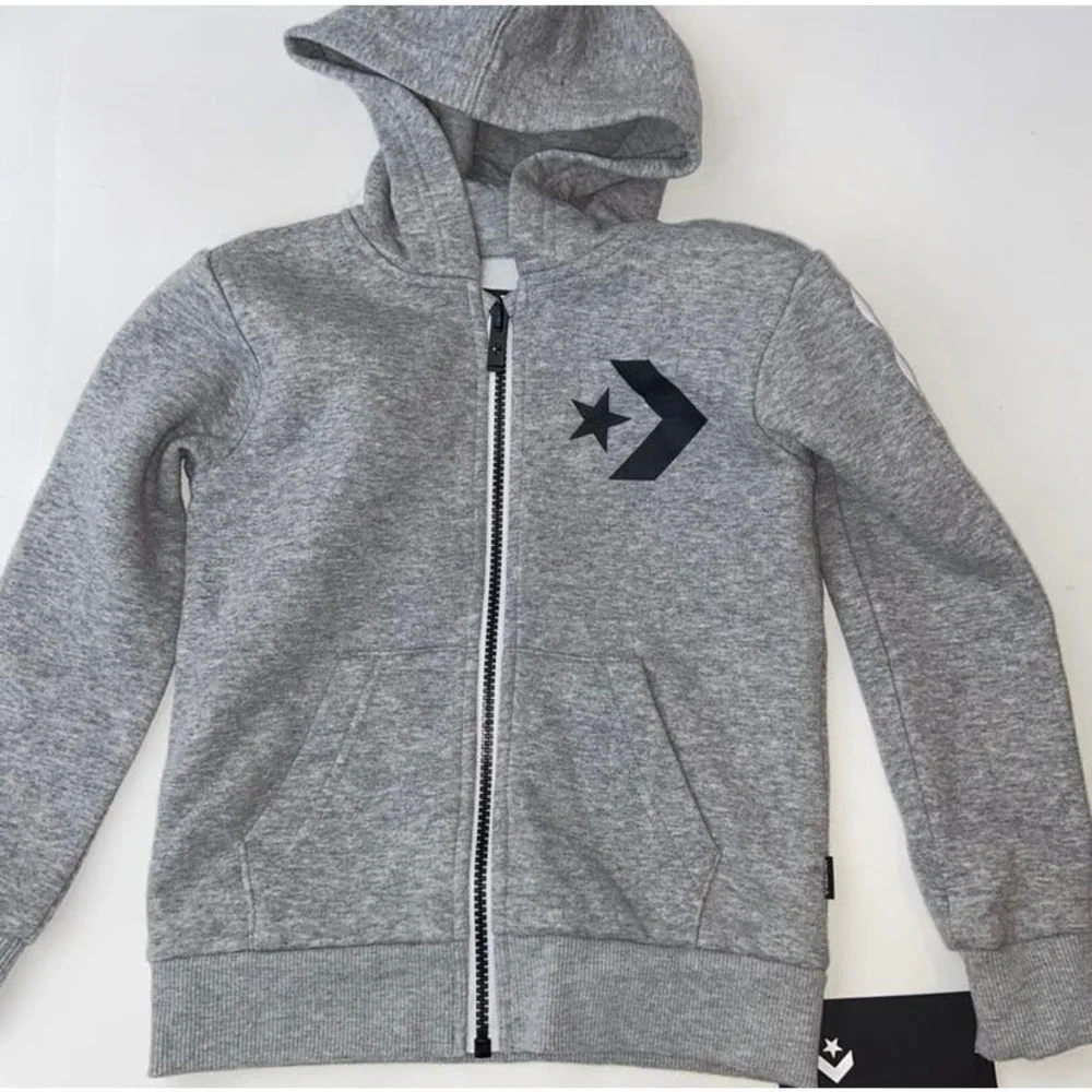 Converse Jacket Boys Size 4 With Hood Dark Grey Heather NWT *